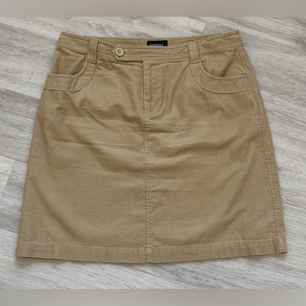 956: Sonoma Khaki Corduroy Mini Skirt - Size 12